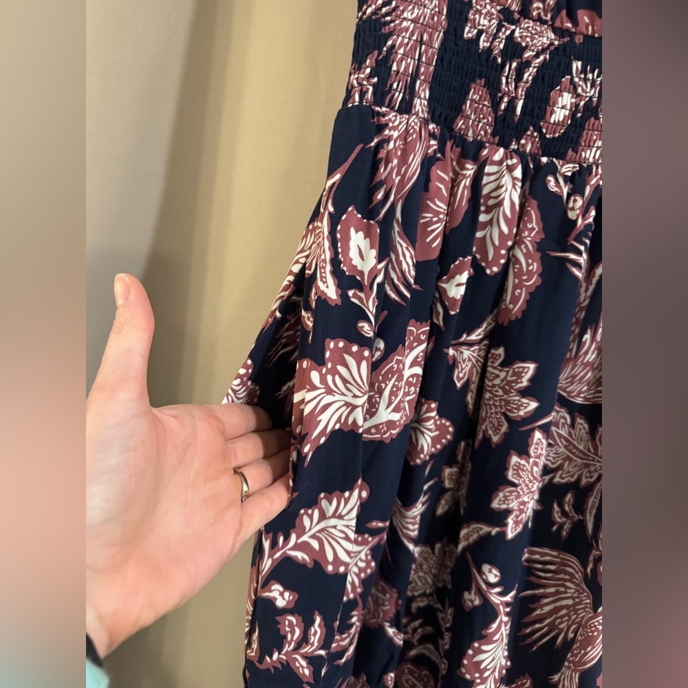 Maurices Navy Blue and Pink Floral Maxi Dress - Picture 2 of 8